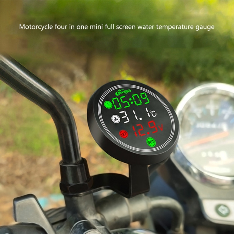 Mootorratta elektrooniline taimer Aegtermomeeter Voltmeeter 4-in-1 S7 veekindel puuteekraaniga digitaalse ekraani pingemõõtur