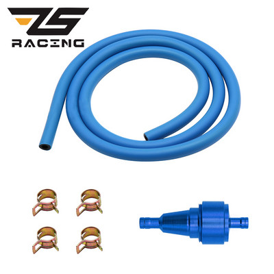 ZS Racing 6 мм вътрешен горивен филтър за мотоциклети Бензинови филтри + маркуч за бензинов тръбопровод + щипки Мото скутер Dirt Bike