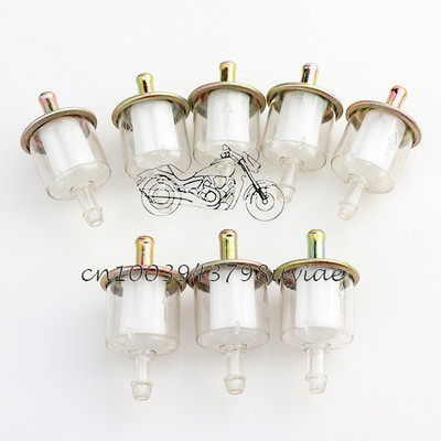 8 ks univerzálny filter palivového potrubia pre motocykel, benzín, olej, plyn, olej, 5/16" 8 mm, bronzový kovový kryt pre motocykel, štvorkolku, motokáru
