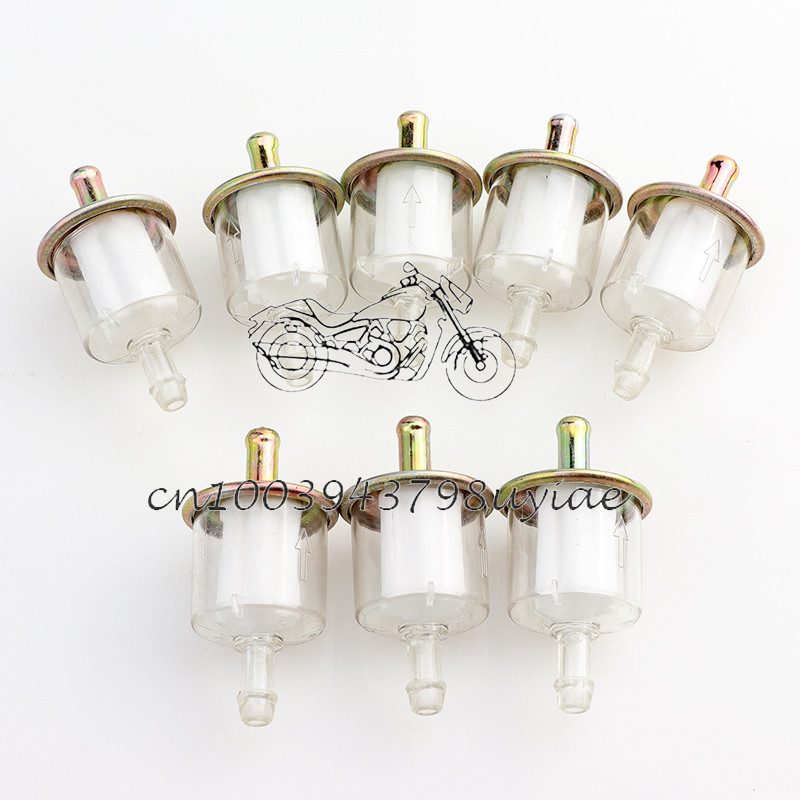 8 ks univerzálny filter palivového potrubia pre motocykel, benzín, olej, plyn, olej, 5/16" 8 mm, bronzový kovový kryt pre motocykel, štvorkolku, motokáru