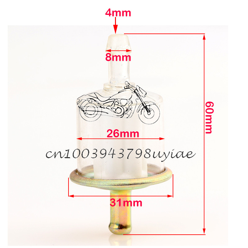 8 ks univerzálny filter palivového potrubia pre motocykel, benzín, olej, plyn, olej, 5/16" 8 mm, bronzový kovový kryt pre motocykel, štvorkolku, motokáru