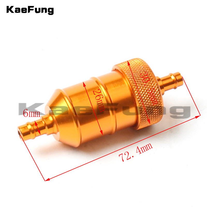 Motocyklový box Dirt Bike ATV Quad 6mm univerzálny eloxovaný hliníkový olejový filter Inline palivový filter