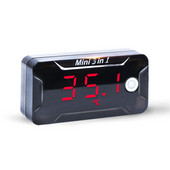 3 v 1 motocyklový digitálny voltmeter teplomer napätie čas teplota LCD displej mini hodiny vodotesný DC 8-72V