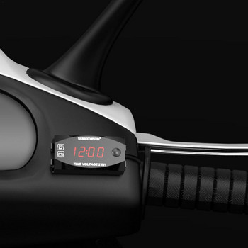 6V-30V 3-в-1 волтметър за мотоциклети, електрически превозни средства, часовник, многофункционален водоустойчив LED часовник с цифров дисплей