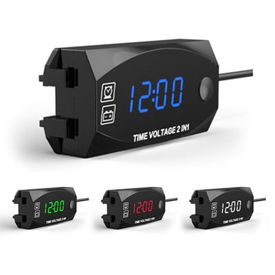 4 culori 3 în 1 ceas electronic pentru motociclete 12V IP67 termometru rezistent la praf voltmetru LED cu afișaj digital ceas 1buc