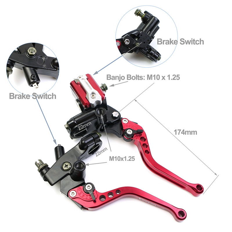 Motopiduri sidurihoob 22 mm mootorratta pumba reservuaar DOT jaoks MSX125 DRZ400SM SUZUKI GSR400 BWS125 CRF450 Yamaha R6 CF VESPA CT70