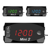 Mootorratta LED digitaalne voltmeeter 3-ühes elektrooniline kell termomeeter voltmeeter Mootorrataste kriips veekindel universaalne paneel 6-30 V