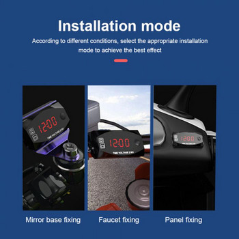 Μοτοσικλέτα LED Ψηφιακό Βολτόμετρο 3 σε 1 Ηλεκτρονικό Ρολόι Θερμόμετρο Βολτόμετρο Μοτοσικλέτες Dash Αδιάβροχο Universal Panel 6-30V