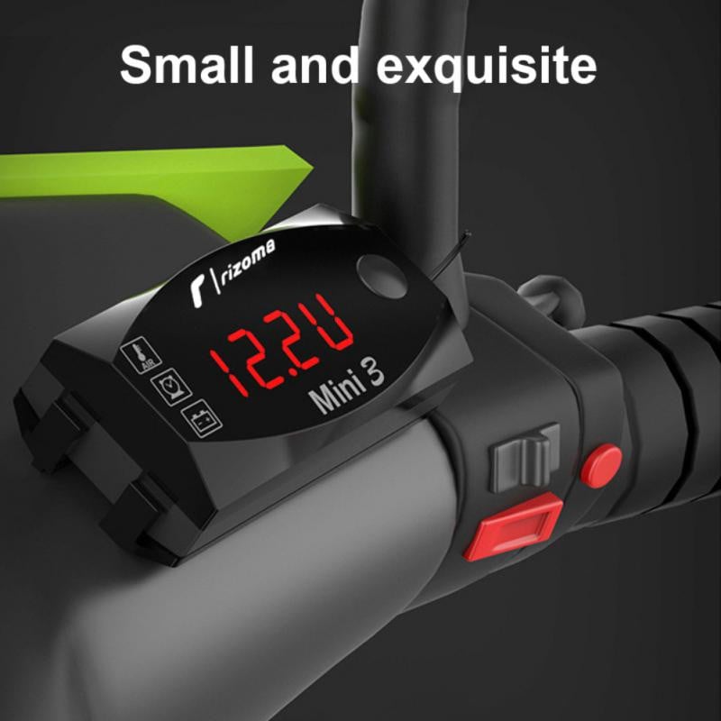 Mootorratta LED digitaalne voltmeeter 3-ühes elektrooniline kell termomeeter voltmeeter Mootorrataste kriips veekindel universaalne paneel 6-30 V