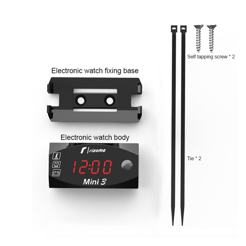 Mootorratta LED digitaalne voltmeeter 3-ühes elektrooniline kell termomeeter voltmeeter Mootorrataste kriips veekindel universaalne paneel 6-30 V