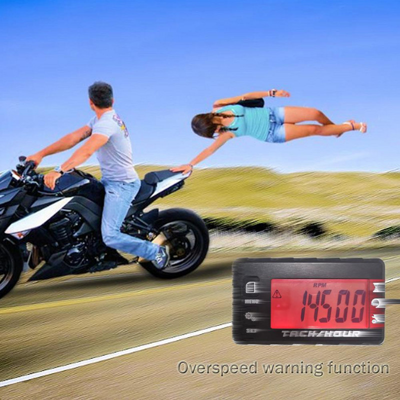 Valandų skaitiklis Skaitmeninis indukcinis tachometras su LCD benzininiam varikliui ATV UTV grandininiai pjūklai Užbortiniai varikliai ATV jūrų generatorius