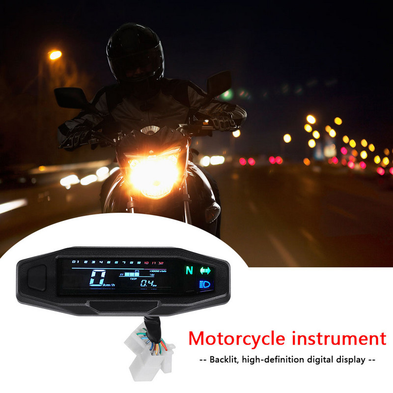 Vitezometru digital LCD pentru motocicletă 1200 RPM Contor de combustibil 12 V Afișaj comutare tensiune Odometru motocicletă pentru rusă KR200