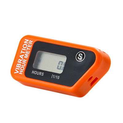 Oranžový digitálny bezdrôtový vibračný merač hodín s resetovateľným meračom pre motocykel, štvorkolku, motocykel, kosačku na trávu, strojové vybavenie 016B