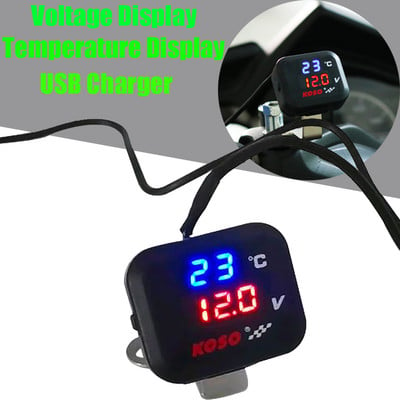 Mootorratta KOSO pinge temperatuuri näidik USB laadija voltmeetri termomeetri näidik YAMAHA XMAX PCX NMAX TMAX Vespa jaoks