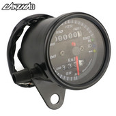 Μοτοσικλέτα Ρετρό Ταχύμετρο Χιλόμετρο 12V Μοτοσικλέτας Μετρητής διπλής ταχύτητας με ένδειξη LED Universal για Harley Kawasaki Cafe Racer