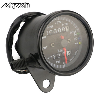 Μοτοσικλέτα Ρετρό Ταχύμετρο Χιλόμετρο 12V Μοτοσικλέτας Μετρητής διπλής ταχύτητας με ένδειξη LED Universal για Harley Kawasaki Cafe Racer