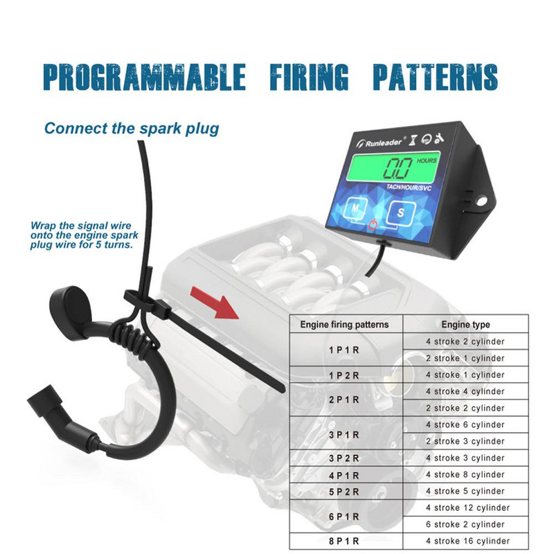 Indukčný merač hodín, ukazovateľ výmeny oleja, malý digitálny otáčkomer motora HM011G pre loď, kosačku na trávu, motocykel, prívesný motor