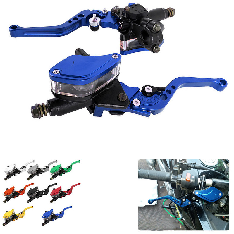 CNC hliníková sada 7/8" 22mm motocyklových hydraulických brzdových spojkových pák s nádržkou hlavného valca