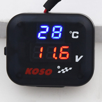 3 в 1 LED волтметър за измерване на температурата за мотоциклети Koso с USB порт за мото термометър