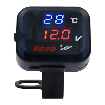 3 viename Koso motociklo temperatūros matuoklis LED voltmetras su USB prievadu moto termometrui