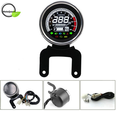 Instrumente de măsurare multifuncționale Odometru digital pentru motocicletă Tahometru Indicator de viteză a nivelului de combustibil Led rotund 12000rpm