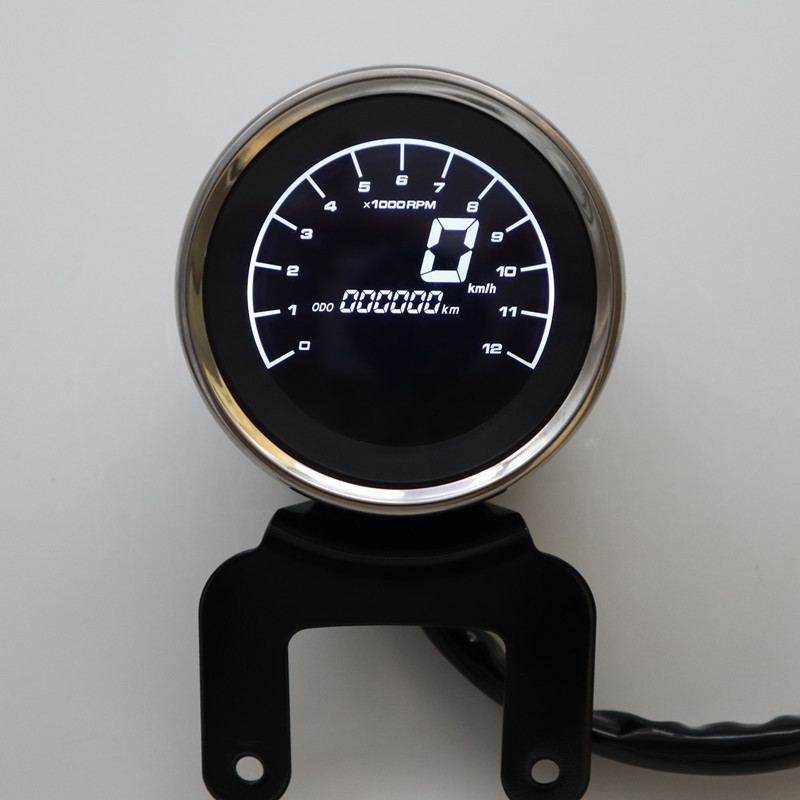 Többfunkciós mérőműszerek Műszerek Motorkerékpár Digitális kilométer-számláló Fordulatszámmérő Üzemanyagszint Sebességmérő Kijelző Led Kerek 12000rpm
