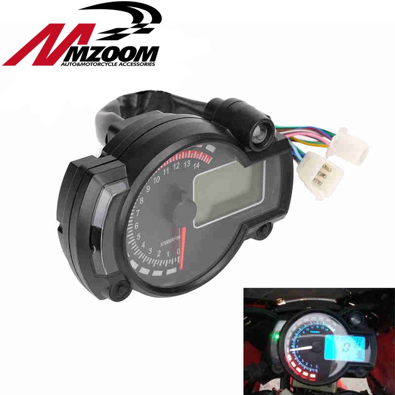 15000 ford./perc Modern Motorkerékpár Digitális Világító LCD Digitális Sebességmérő Fordulatszámmérő Fordulatszámmérő Állítható motorkerékpár sebességmérő