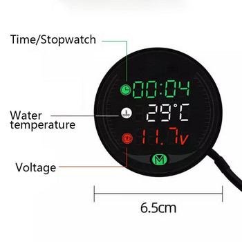 5 в 1 мотоциклетен измервател на температурата на водата USB акумулаторен волтметър LED нощно виждане с температурен сензор