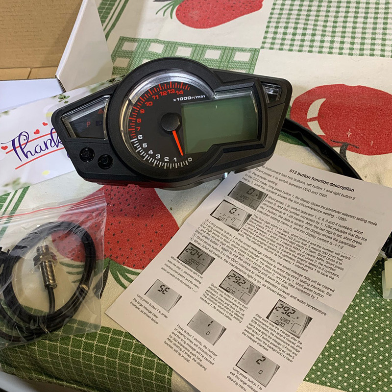 Vitezometru digital LCD pentru motociclete Tahometru PS250 Instrumente 0-299 km/h 14000/11000 RPM Instrumente taho cu ODO TRIP