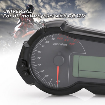 Универсален 1200RPM мотоциклетен одометър Тахометър UTV LCD цифров скоростомер за 2,4 цилиндъра N1-6