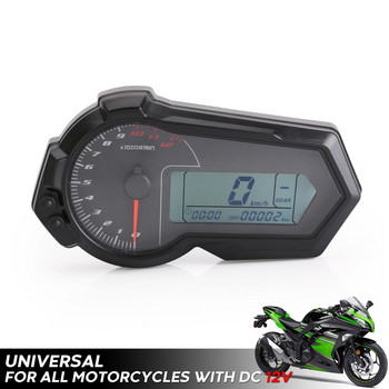 Универсален 1200RPM мотоциклетен одометър Тахометър UTV LCD цифров скоростомер за 2,4 цилиндъра N1-6