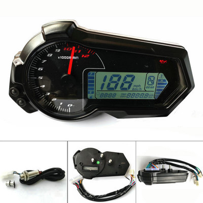 Tahometru universal 1200 rpm pentru motocicletă Tahometru UTV LCD Vitezometru digital pentru 2,4 cilindri N1-6