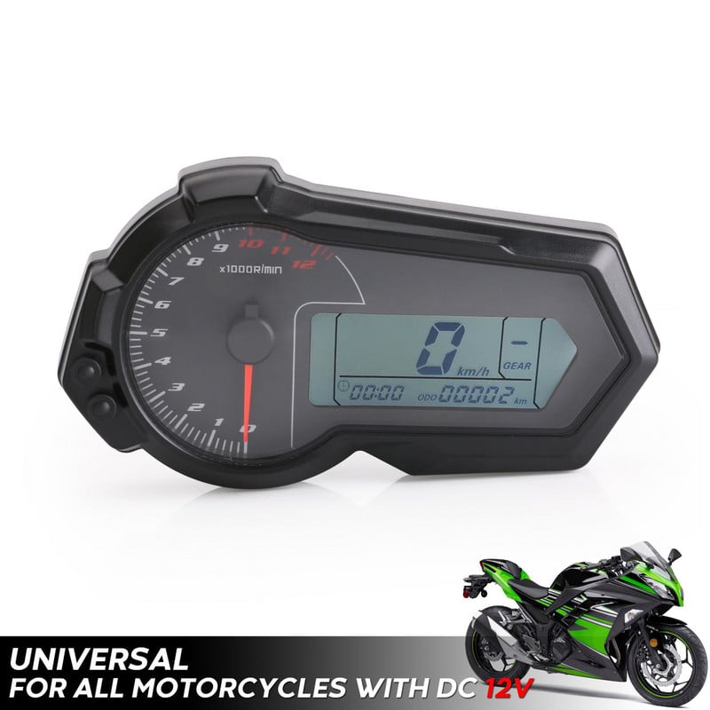 Univerzálny 1200 ot./min. motocyklový tachometer, otáčkomer, LCD digitálny rýchlomer pre 2,4 valce N1-6