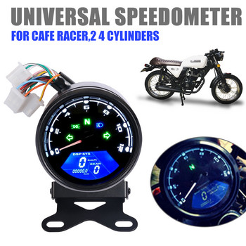 За Cafe Racer Мотоциклет Спидометър Инструмент Одометър Тахометър Табло Масломер LCD Цифров индикатор на таблото Универсален