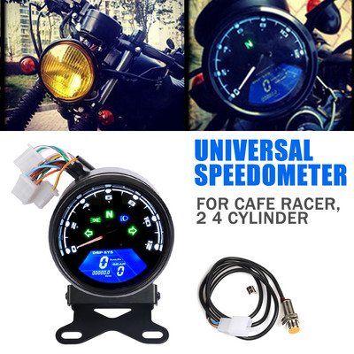 Pentru Cafe Racer Motocicletă Vitezometru Instrument Odometru Tahometru Tablou de bord Indicator de ulei LCD Digital Indicator de bord universal