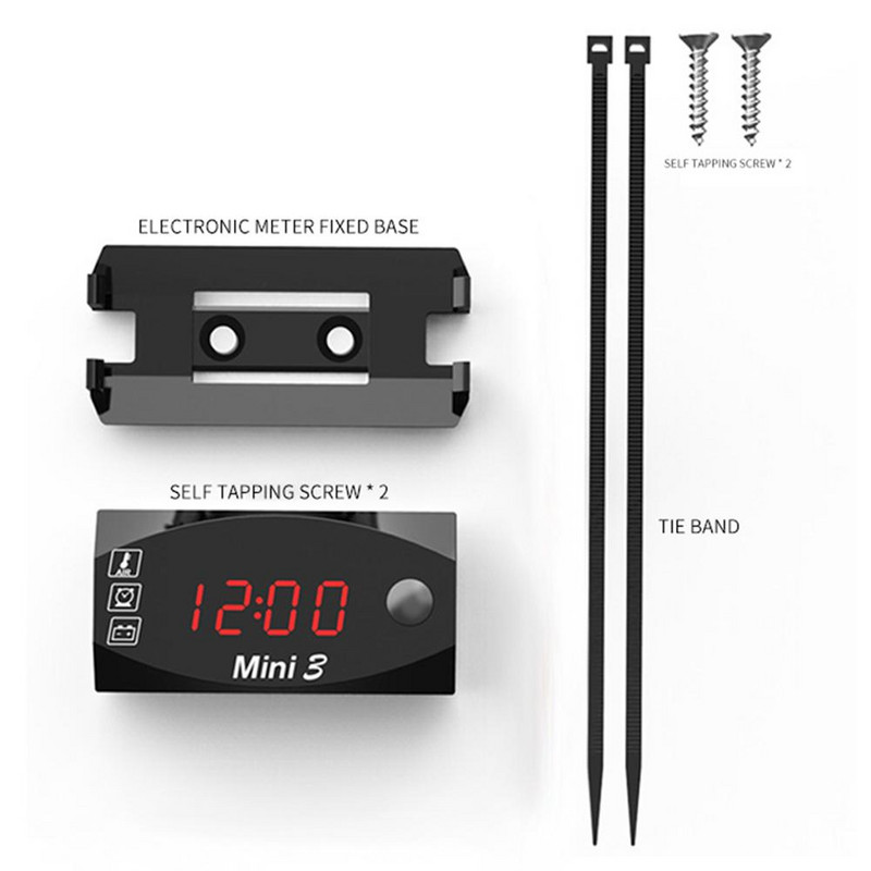 DC 6V-30V 3-în-1 Ceas de timp digital Termometru Voltmetru Afișaj LED Motocicletă IP67 Tester impermeabil pentru barcă auto