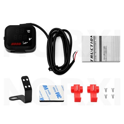 koso voltmeeter mootorrattale Digitaalne arvesti monitor 3-ühes koos USB-laadijaga Motovoltmeeter õhutemperatuuri näidikuga