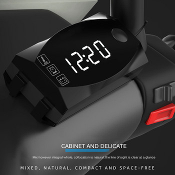 AOZBZ Автомобилен часовник 12V 2 в 1 Цифров LED дисплей Измервателни уреди Волтметър Индикатор Габарит Панел Измервателен уред За автомобили Авто Аксесоари за мотоциклети