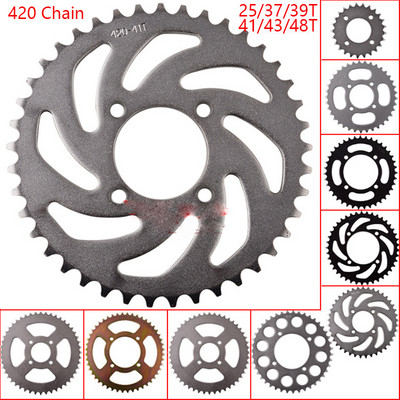420 Chains 25T/37T/39T/41T/43T/48T Motorcycle Chain Sprockets Rear Back Sprocket Cog For 110cc 125cc 140cc Dirt Pit Bike Go-kart