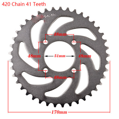 420 grandinės 25T/37T/39T/41T/43T/48T motociklo grandinės žvaigždutės galinės galinės žvaigždutės krumpliaratis, skirtas 110cc 125cc 140cc purvo duobės dviračiui gokartui