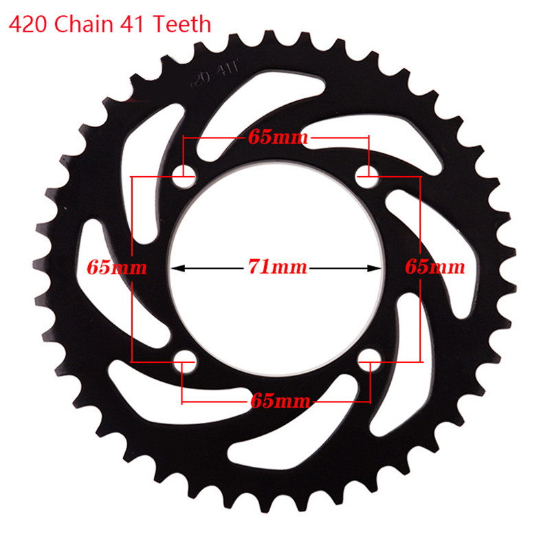 420 grandinės 25T/37T/39T/41T/43T/48T motociklo grandinės žvaigždutės galinės galinės žvaigždutės krumpliaratis, skirtas 110cc 125cc 140cc purvo duobės dviračiui gokartui