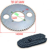 T8F 54T grandinės plokštelė 54 mm 54 dantyta galinė grandinės žvaigždutė T8F 136 jungčių grandinė skirta 47cc 49cc kišeniniam dviračiui Mini Moto Quad ATV
