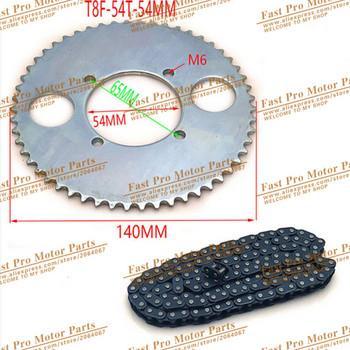 T8F 54T верижна плоча 54 mm 54 зъба задно верижно зъбно колело T8F 136 link верига за 47cc 49cc Pocket Bike Mini Moto Quad ATV