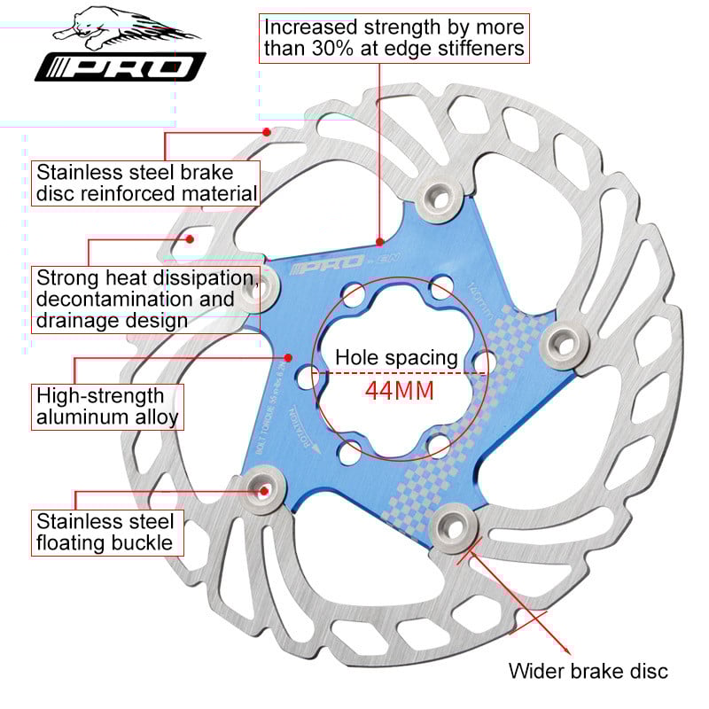 IIIPRO Bicykel 140 160 180 203 mm kotúčová brzda s plávajúcim zahusťovaním, eloxovaný, rýchlo chladiaci, ultraľahký kotúč, 2022, nový