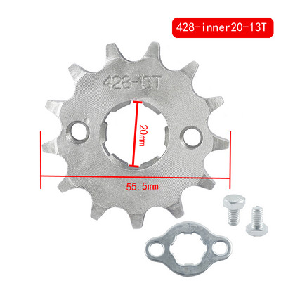 428# Lanț 7/20MM 10T 11T 12T 13T 14T 15T 16T 17T 18T 19T Dinți Pinion față pentru motor pentru ATV-uri Dirt Bike de 50 cc până la 125 cc