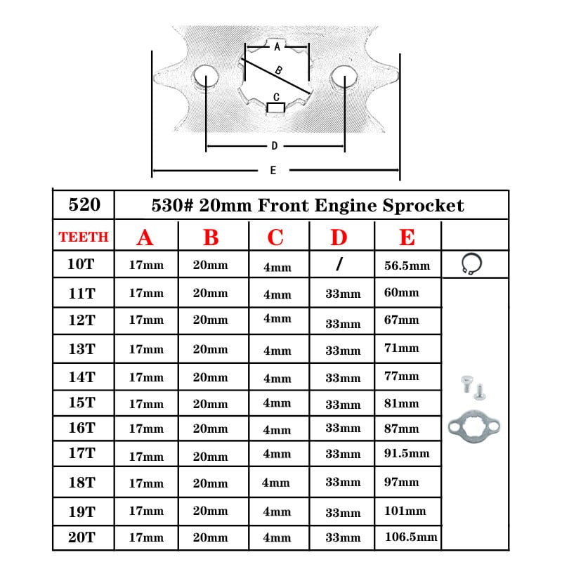 520# 20 мм верига 10-20 зъба предно зъбно колело на двигателя за Honda Lifan ZongShen YCF ATV Quad Dirt Pit Bike Buggy