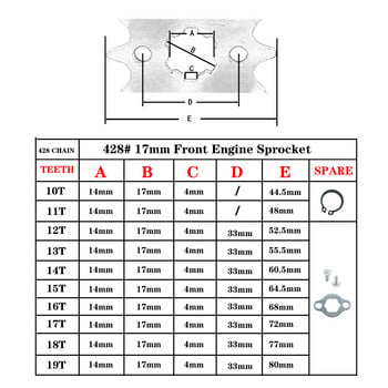 Κιβώτιο ταχυτήτων αλυσίδας μοτοσικλέτας 428# 17mm 10 11 12 13 14 15 16 17 18 19 Δόντια μπροστινό γρανάζι κινητήρα για ανταλλακτικά KAYO BSE SSR SDG