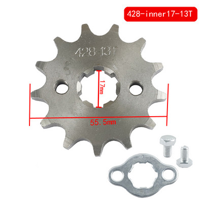 Motociklo grandinės transmisija 428# 17mm 10 11 12 13 14 15 16 17 18 19 Dantyta priekinė variklio žvaigždutė KAYO BSE SSR SDG dalims