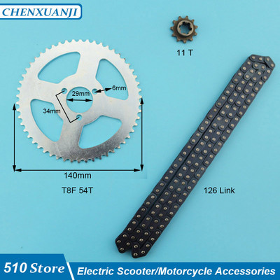 Δωρεάν αποστολή T8F 54T Chain Plate 29mm 126 Links 11 Tooth for 47cc 49cc Pocket Bike Mini Moto Electric and Gas Scooter