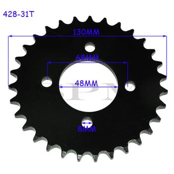 Δίσκος αλυσίδας μοτοσικλετών, 428 αλυσίδας 48mm 25T/31T/32T/41T/48T, πίσω γρανάζι οχημάτων εκτός δρόμου